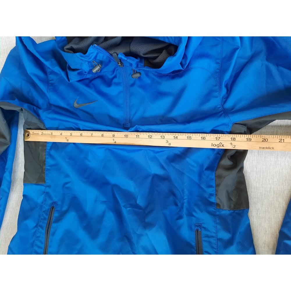 Nike Men Small Two-tone Performance Logo Drawstring Hoodie Blue/Black Winbreaker - Picture 5 of 8